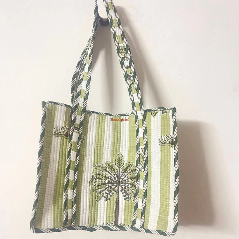 Mini Tote Bag with Zip Green