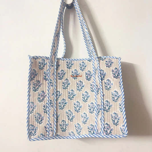 Mini Tote Bag with Zip Blue