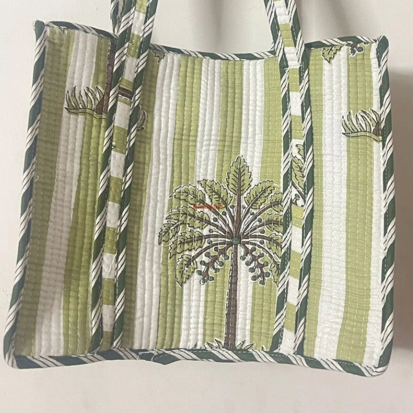 Mini Tote Bag with Zip Green