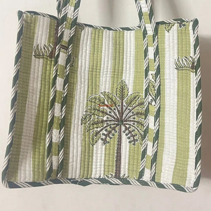 Mini Tote Bag with Zip Green