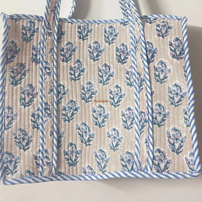 Mini Tote Bag with Zip Blue