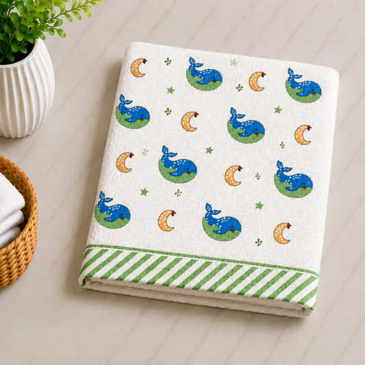 Handblock Waffle Cotton Body Towel Moonlit Dolphin