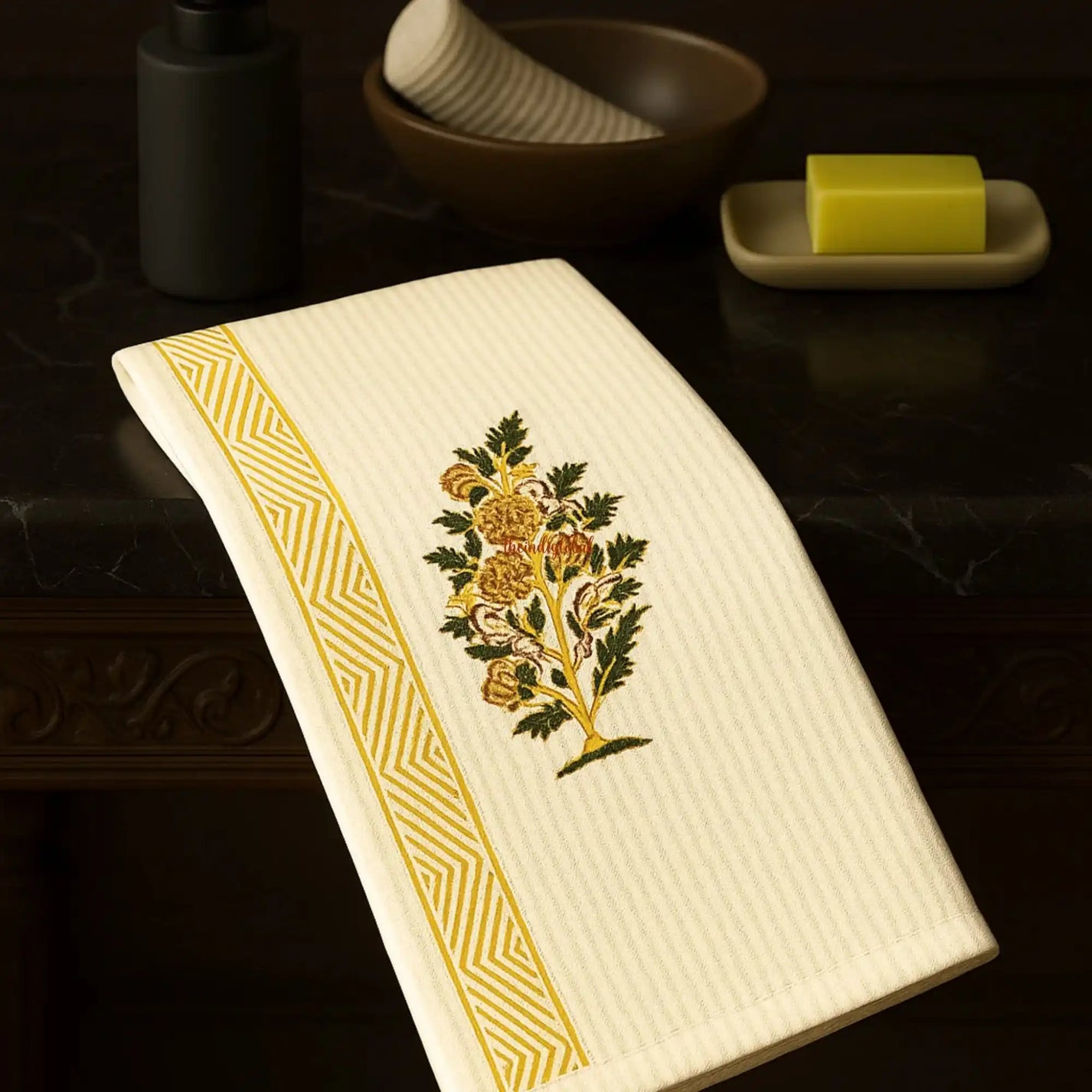 Mughal-Buta-Handblock-Waffle-Cotton-Body-Towel-3