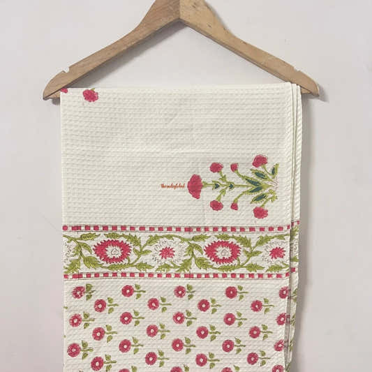 Mughal Buta Handblock Waffle Cotton Body Towel