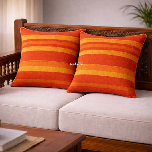 Orange Handloom Cotton Cushion Cover