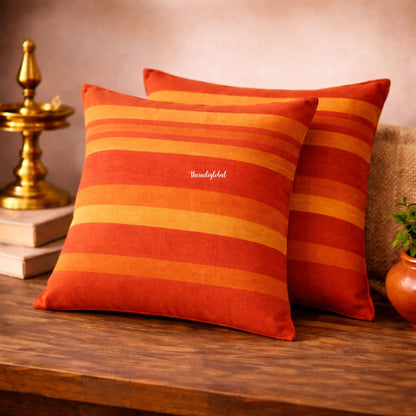 Orange Handloom Cotton Cushion Cover