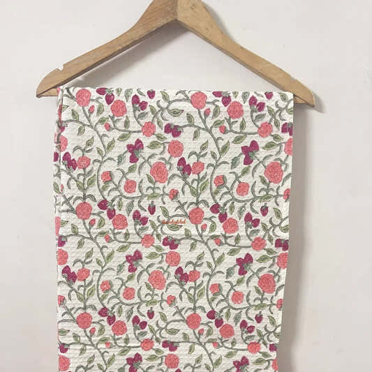 Orchid Handblock Waffle Cotton Body Towel