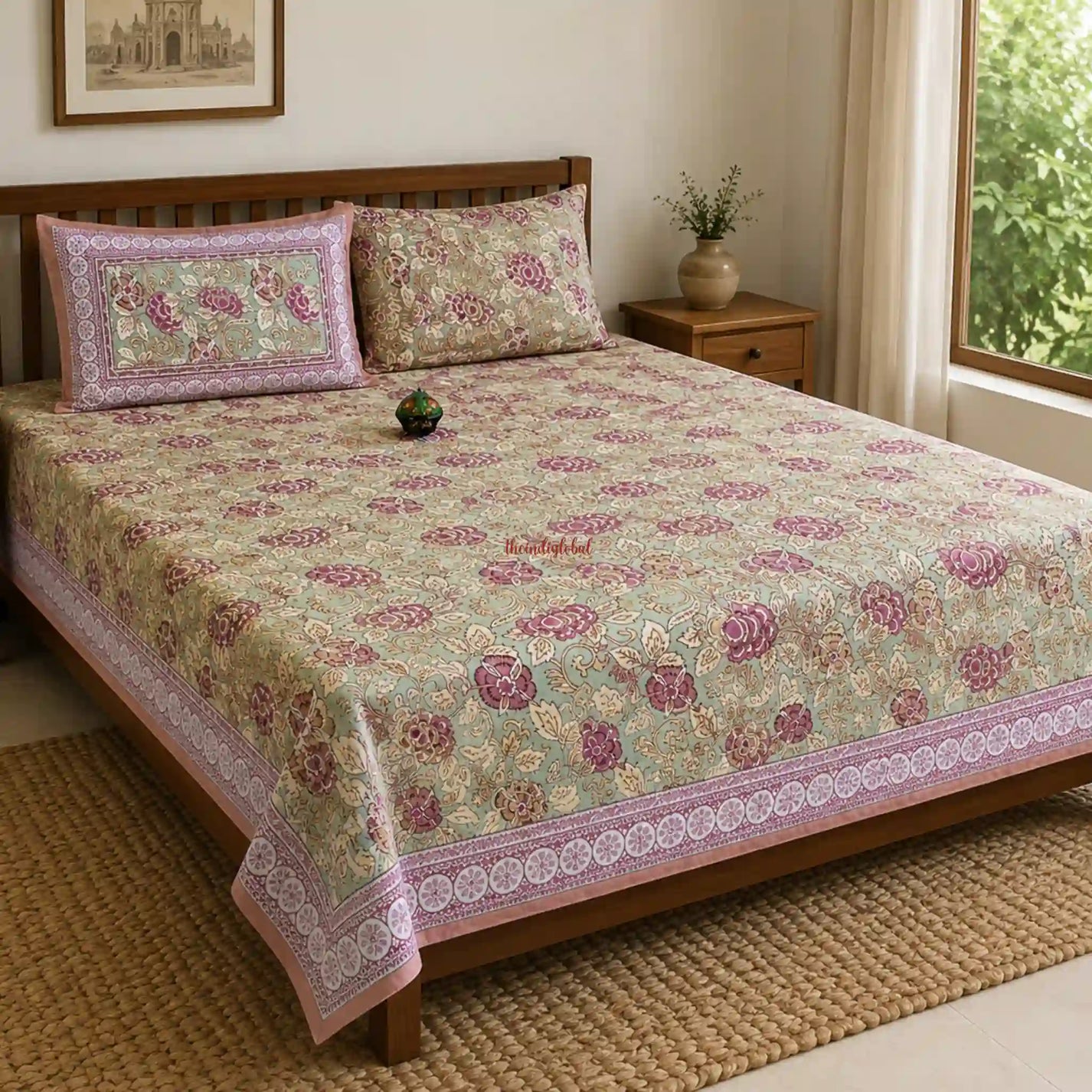 Pastel_Rose_Hand_Block_Print_Cotton_Bedsheet_with_Two_Pillow_Covers