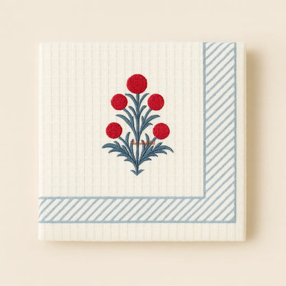 Peony Handblock Waffle Cotton Body Towel 2