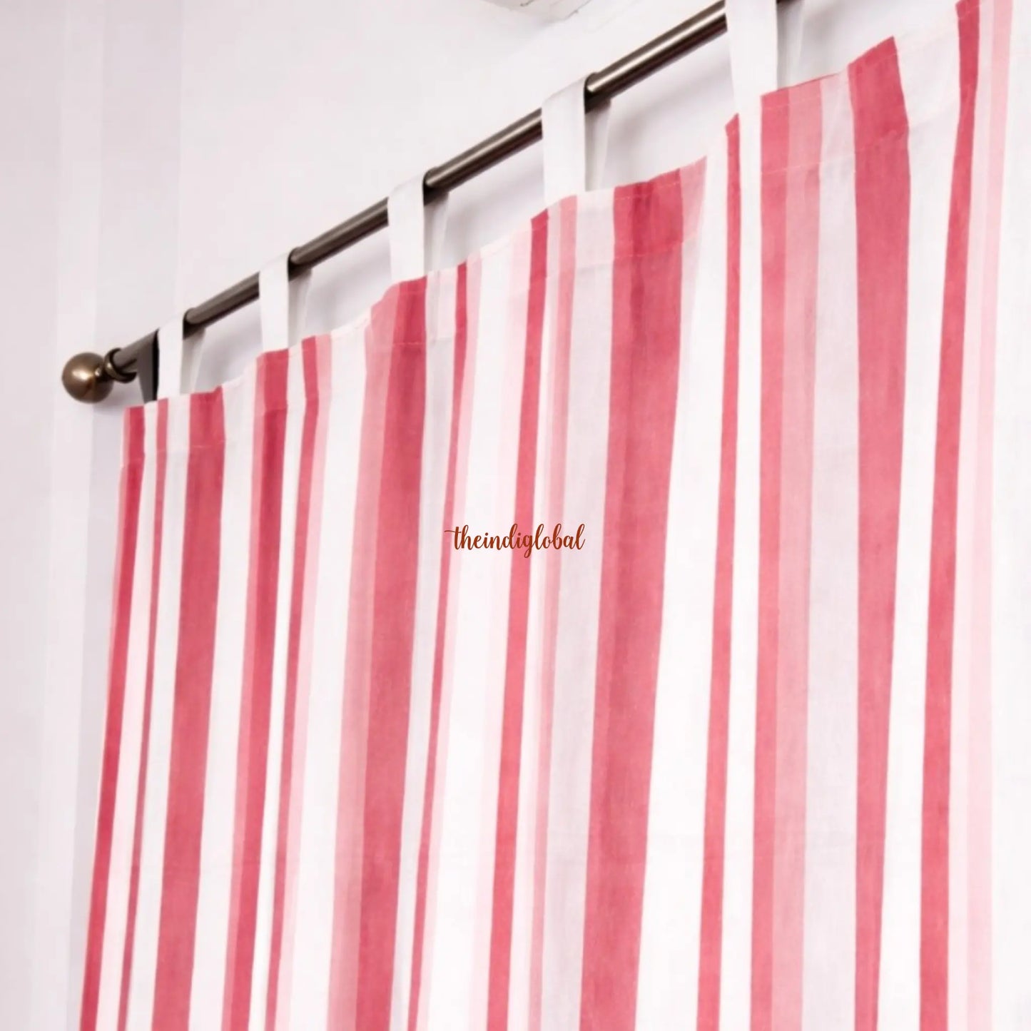 Pink White Handloom Cotton Curtains 3