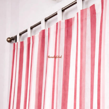 Pink White Handloom Cotton Curtains 3