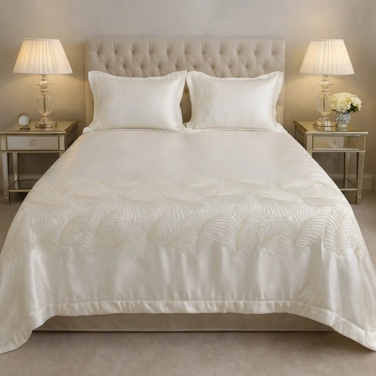 Premium-Ultra-soft-hand-embroidery-cotton-bedsheet-Golden-Color-1