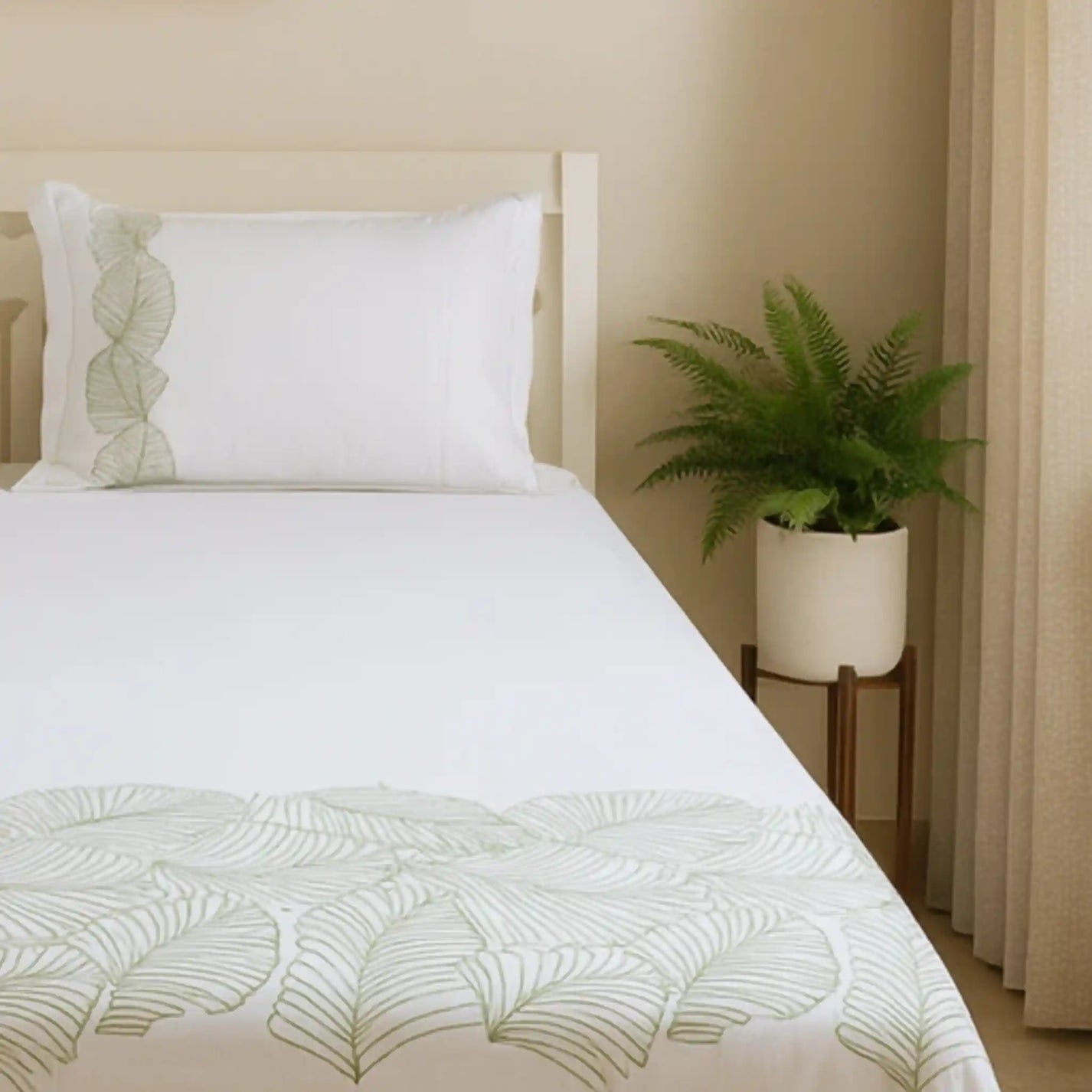 Premium-Ultra-soft-hand-embroidery-cotton-bedsheet-Green-Color-6