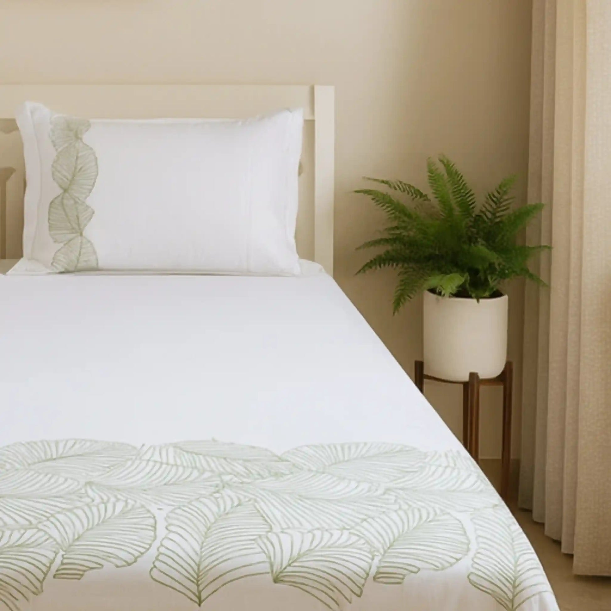 Premium-Ultra-soft-hand-embroidery-cotton-bedsheet-Green-Color-6