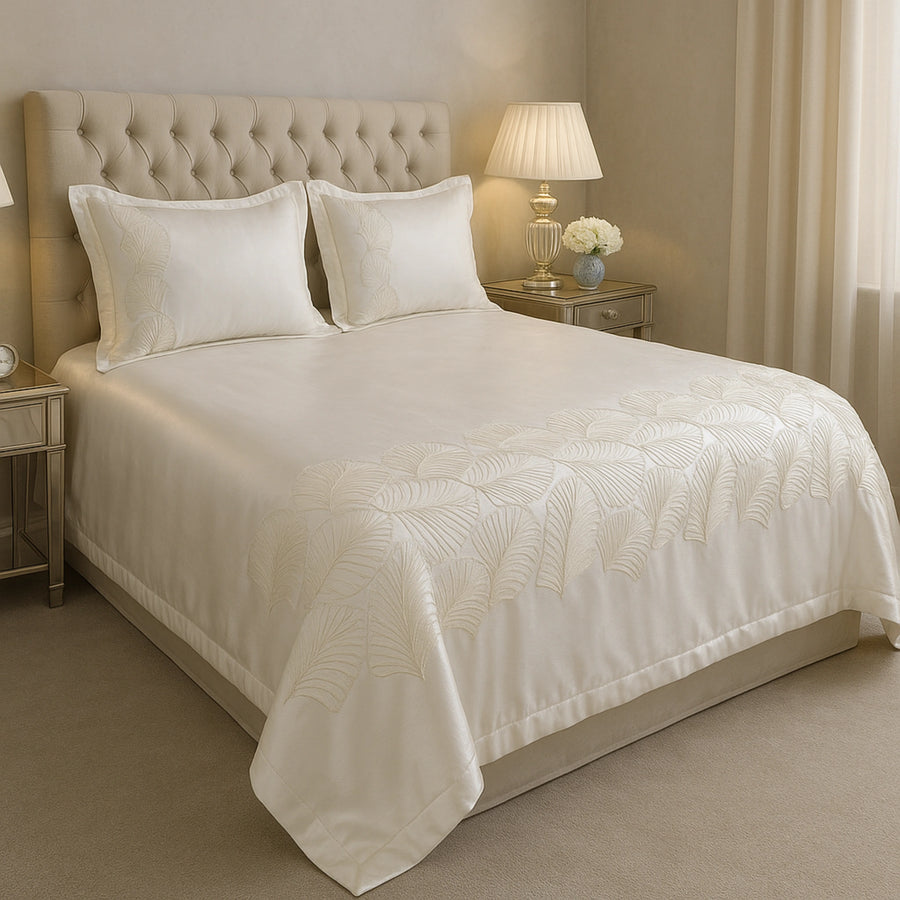 Premium Ultra soft hand embroidery cotton bedsheets in Green Color 2