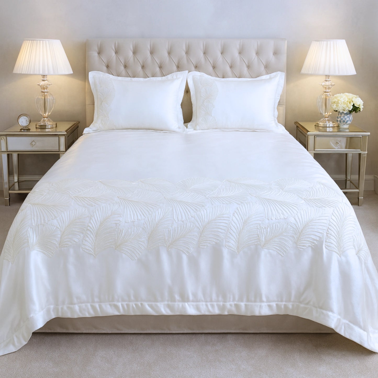 White Ultra Soft Hand-Embroidery cotton bedsheet