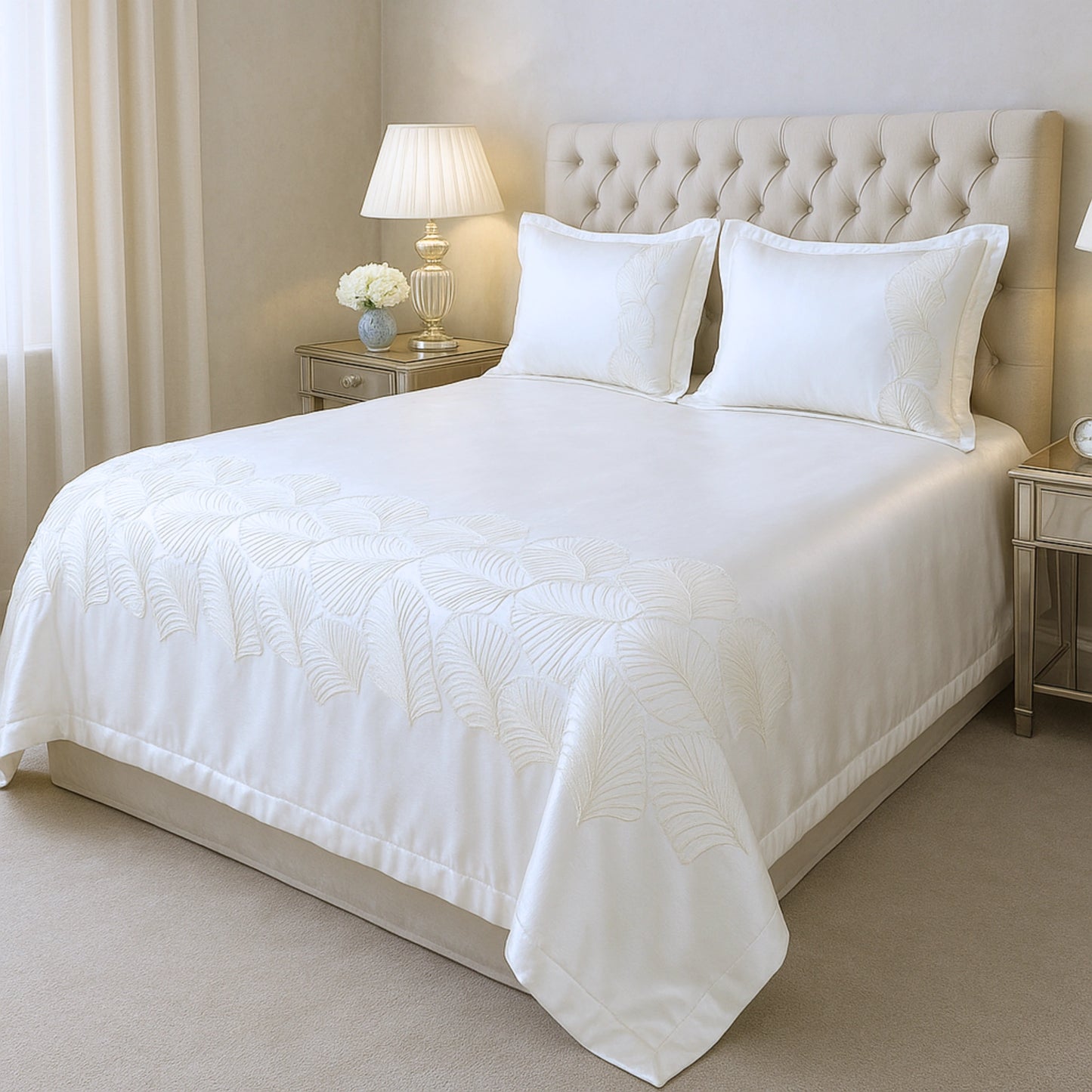 White Ultra Soft Hand-Embroidery cotton bedsheet