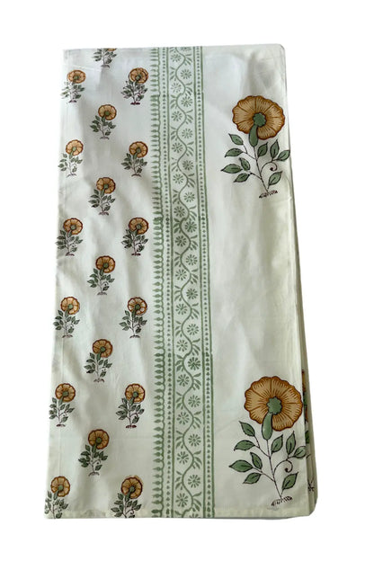 Ramya Hand Block Soft Cotton Bedsheet with 2 Pillow Covers 108*108 inches