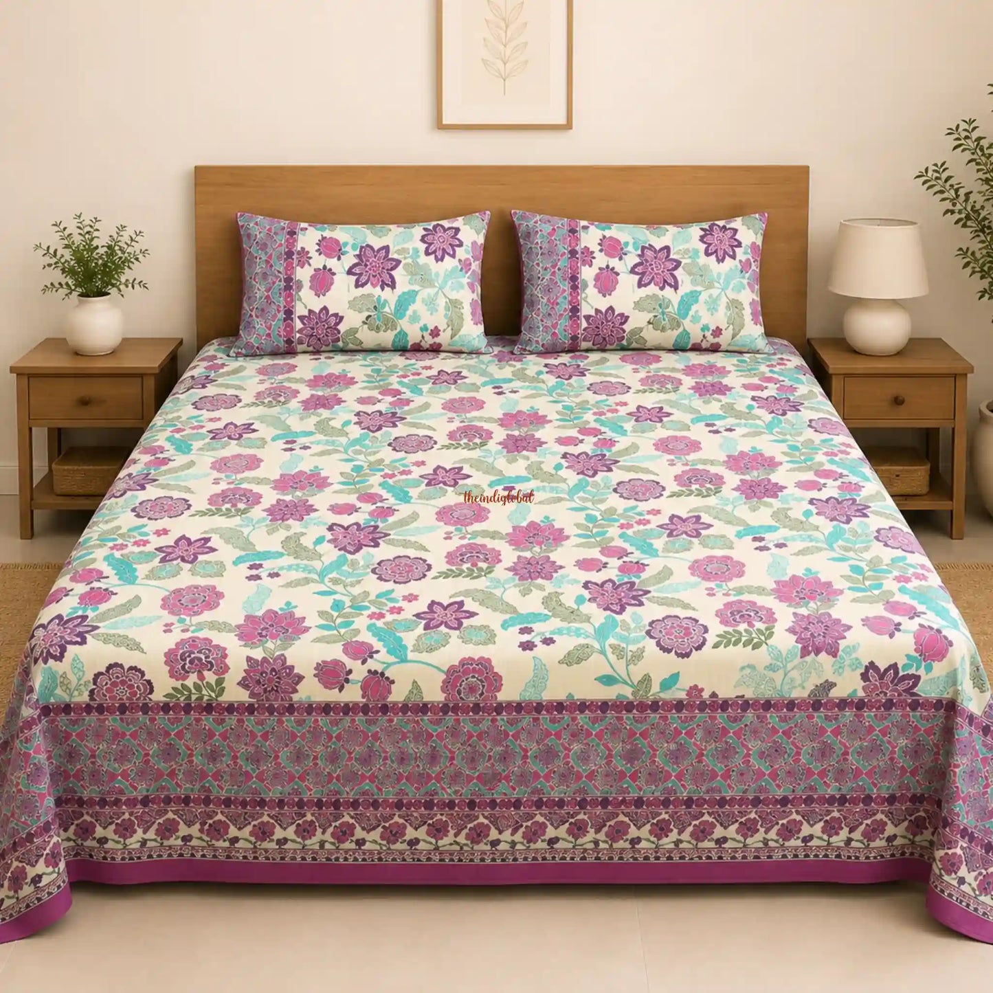 Purple_Hand_Block_Print_Cotton_Bedsheet_with_Two_Pillow_Covers