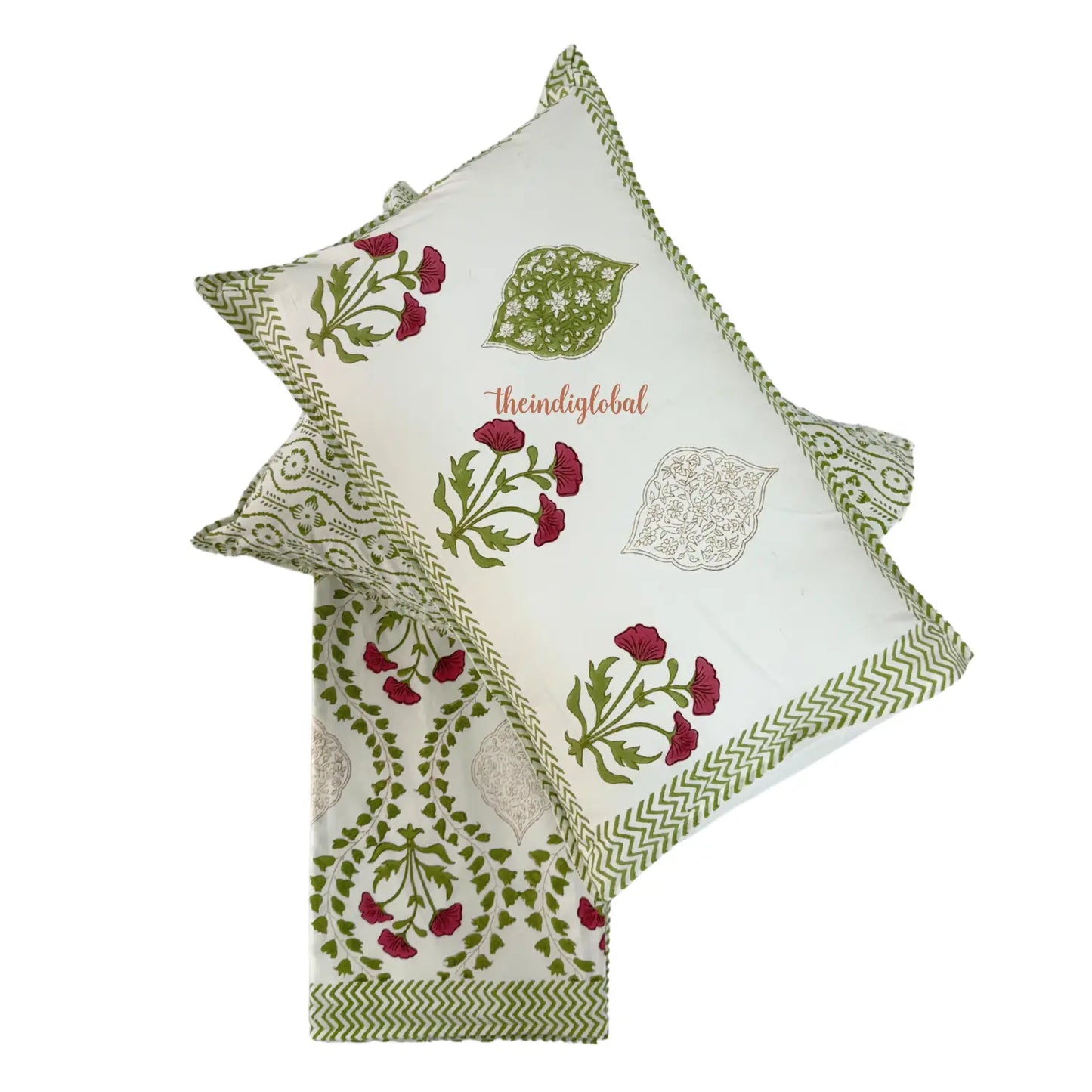 Ramya Hand Block Soft Cotton Bedsheet with 2 Pillow Covers Mughal