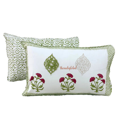 Ramya Hand Block Soft Cotton Bedsheet with 2 Pillow Covers Mughal