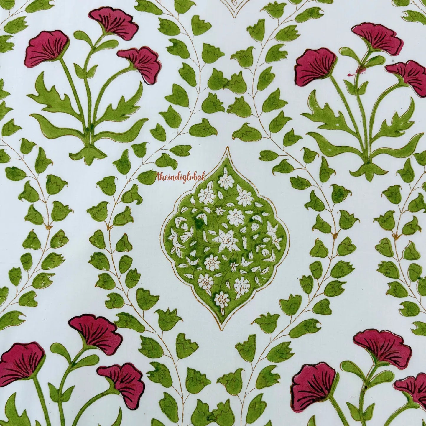 Ramya Hand Block Soft Cotton Bedsheet with 2 Pillow Covers Mughal