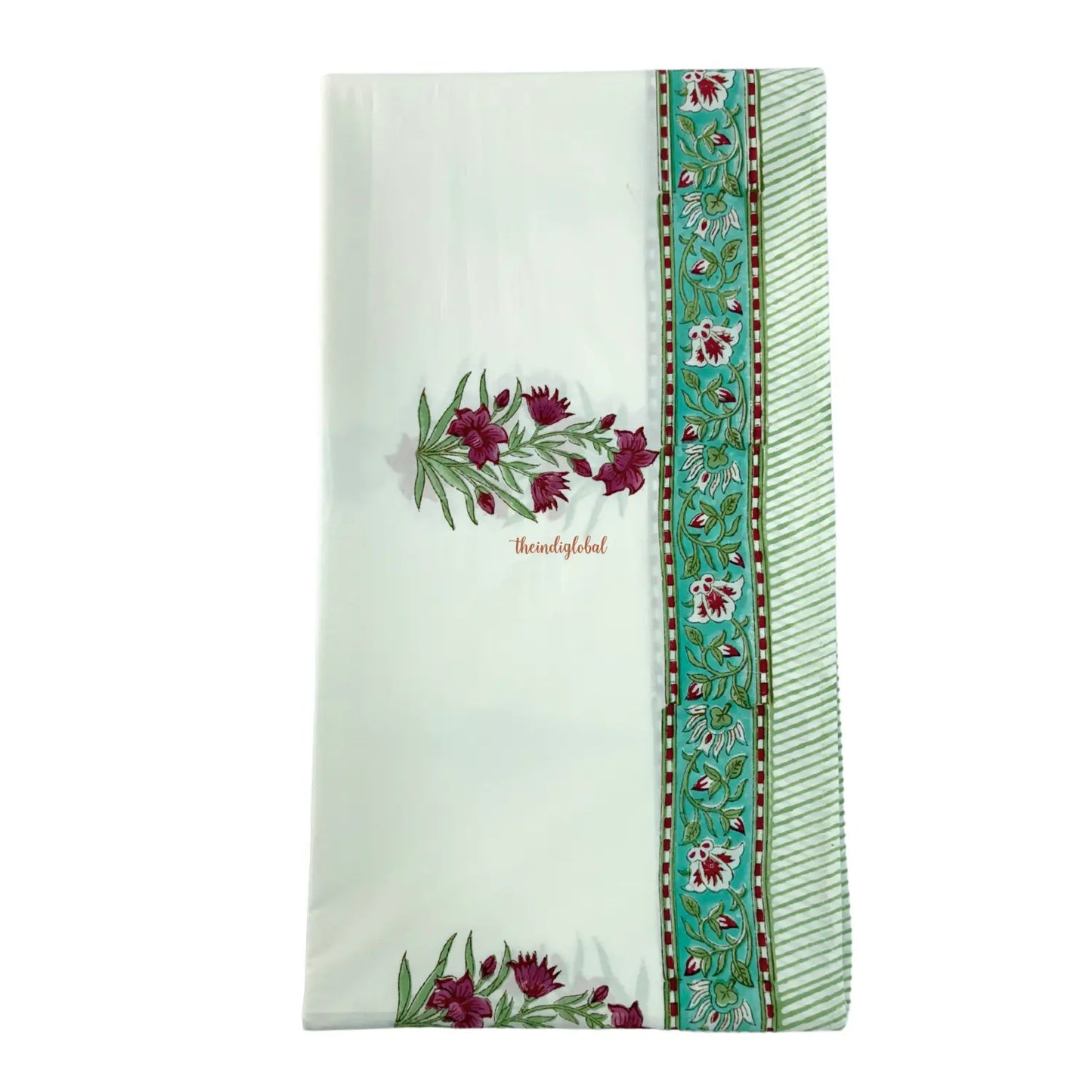 Ramya Hand Block Soft Cotton Bedsheet with 2 Pillow Covers 108*108 inches Terracotta