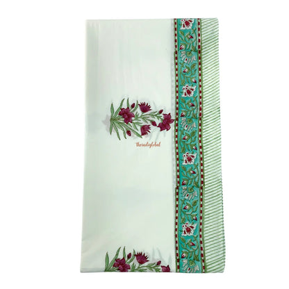 Ramya Hand Block Soft Cotton Bedsheet with 2 Pillow Covers 108*108 inches Terracotta