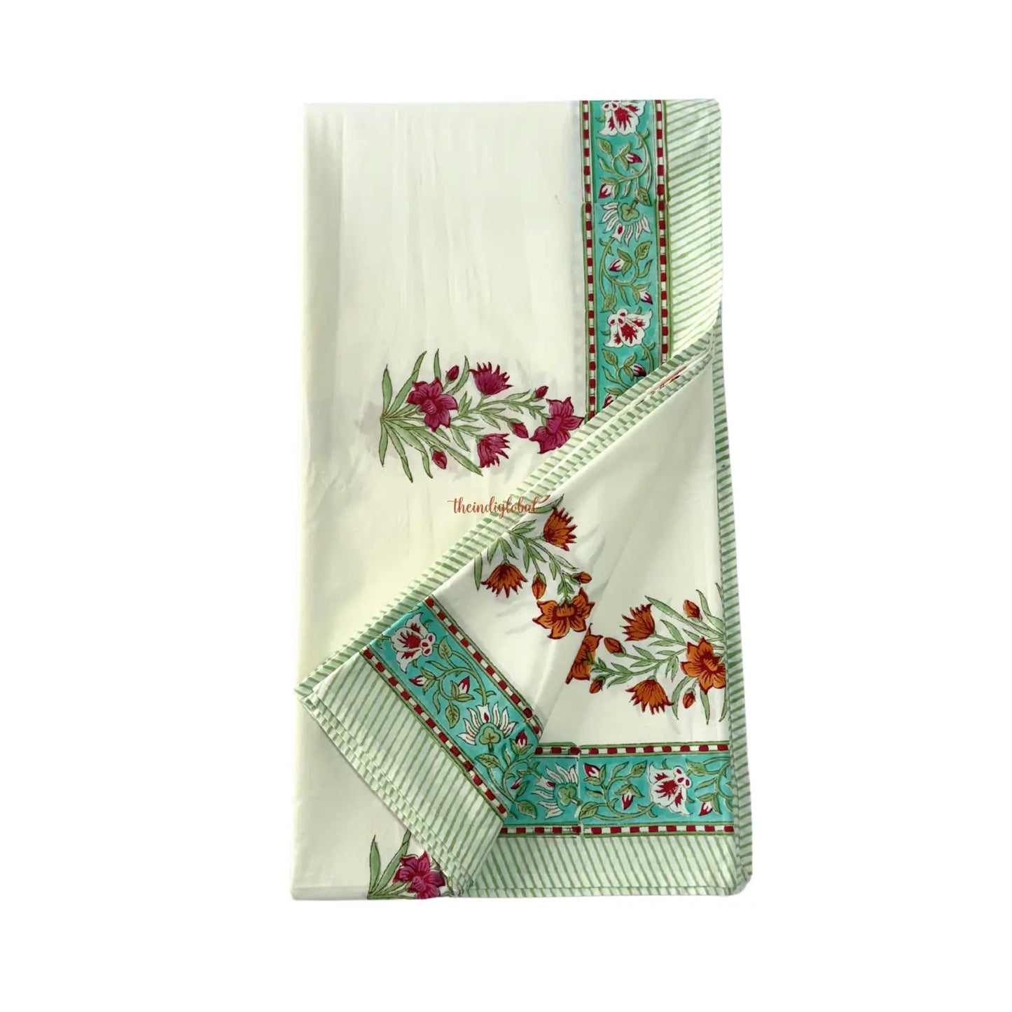 Ramya Hand Block Soft Cotton Bedsheet with 2 Pillow Covers 108*108 inches Terracotta