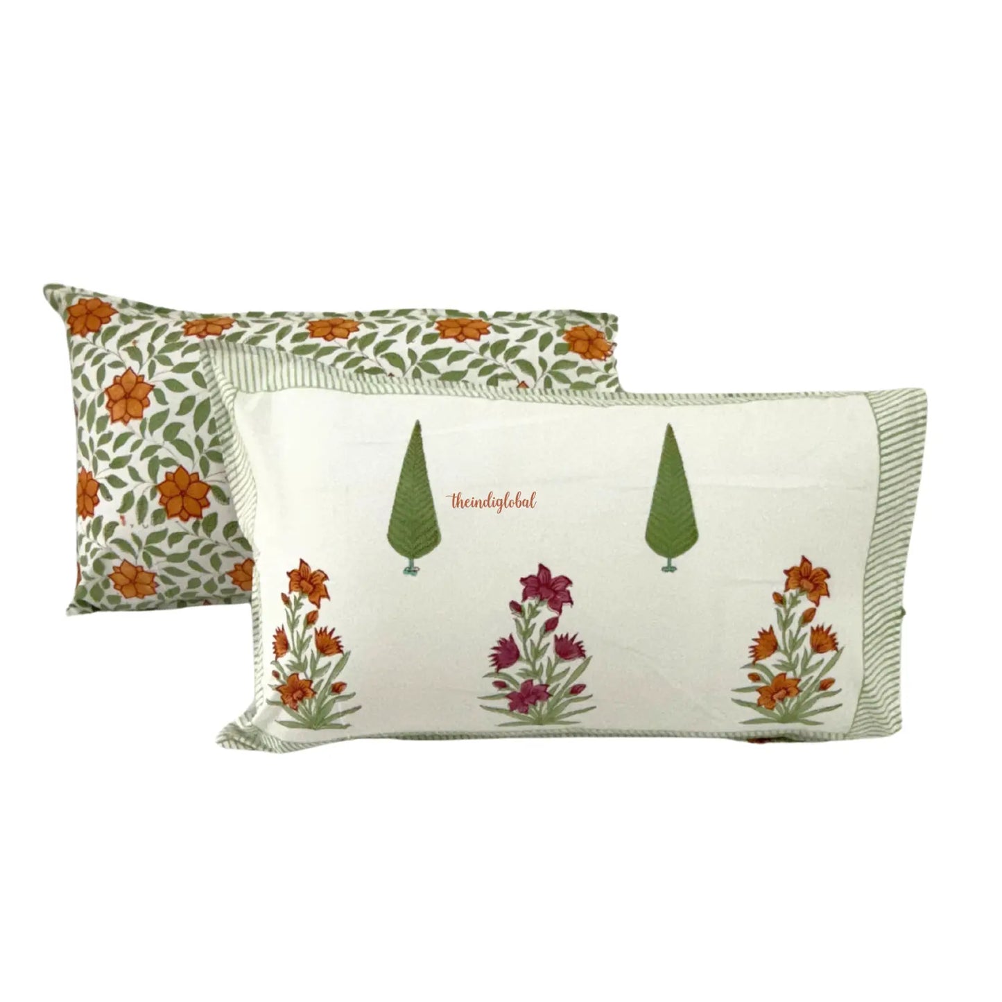 Ramya Hand Block Soft Cotton Bedsheet with 2 Pillow Covers 108*108 inches Terracotta