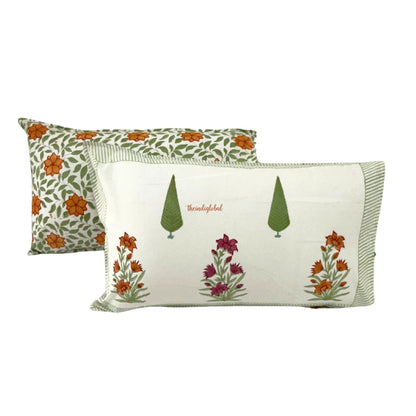 Ramya Hand Block Soft Cotton Bedsheet with 2 Pillow Covers 108*108 inches Terracotta