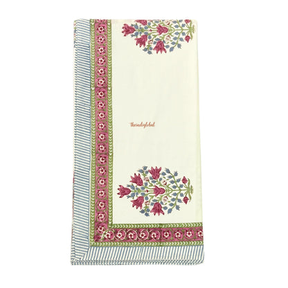 Ramya Hand Block Soft Cotton Bedsheet with 2 Pillow Covers 108*108 inches Pink