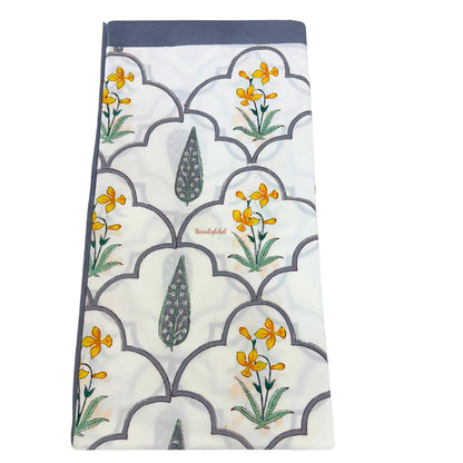 Ramya Hand Block Soft Cotton Bedsheet with 2 Pillow Covers Grey