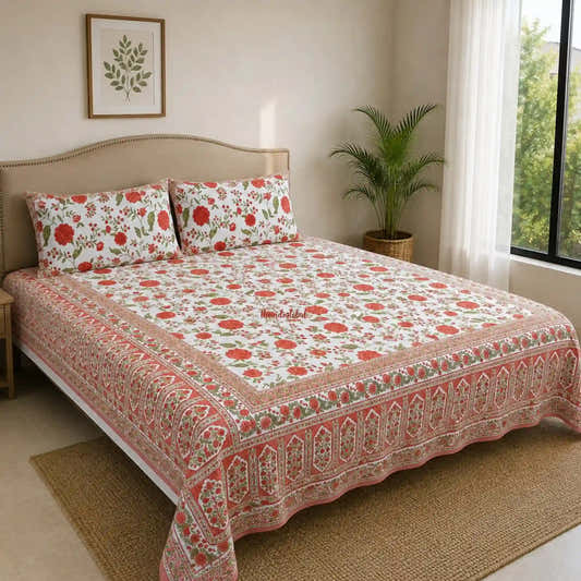 Red_White_Hand_Block_Print_Cotton_Bedsheet_with_Two_Pillow_Covers