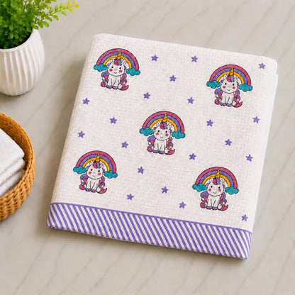 Handblock Waffle Cotton Body Towel Starlit Unicorn