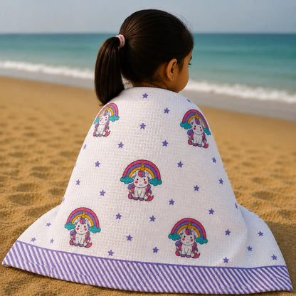 Handblock Waffle Cotton Body Towel Starlit Unicorn