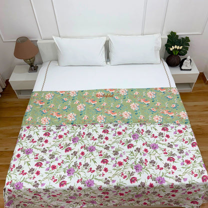 Utsav Reversible King Size Mulmul Dohar 210 TC Lavender Green