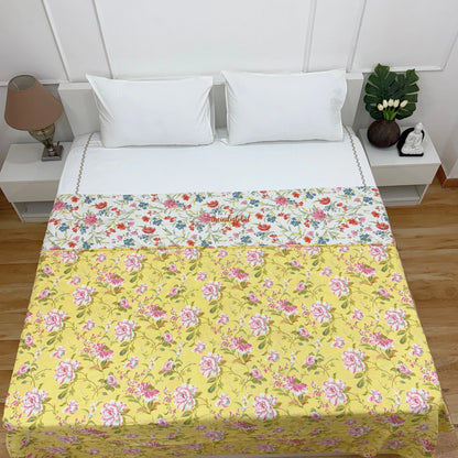 Utsav Reversible King Size Mulmul Dohar 210 TC Pink Yellow