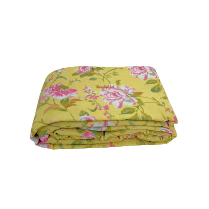 Utsav Reversible King Size Mulmul Dohar 210 TC Pink Yellow