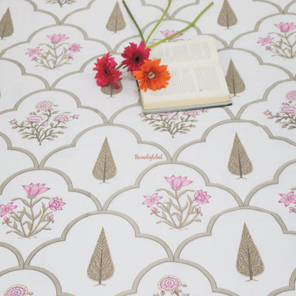 Veda Hand Block Soft Cotton Bedsheet with 2 Pillow Covers Brown