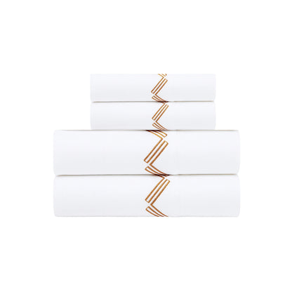 White 400TC Percale Hand Embroidered 100% Cotton Bedsheet