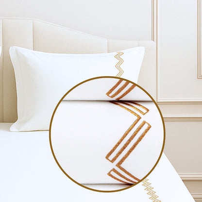 White 400TC Percale Hand Embroidered 100% Cotton Bedsheet