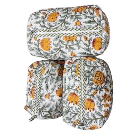 Yellow Travel Pouch Set of 3