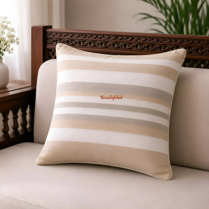 Beige Handloom Cotton Cushion Cover