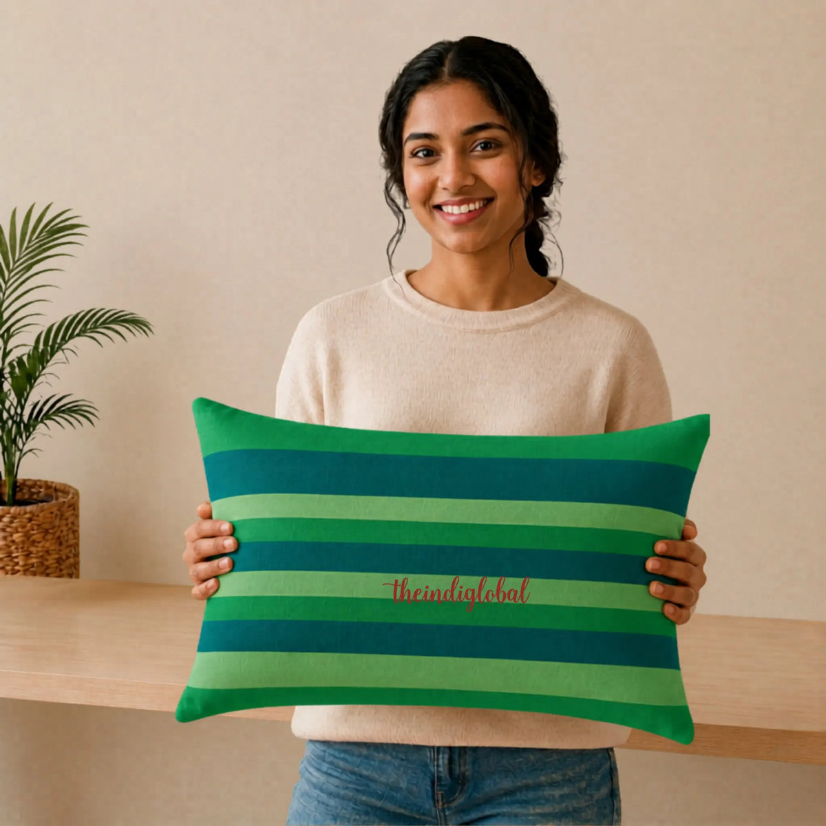 Green pillow cover 2