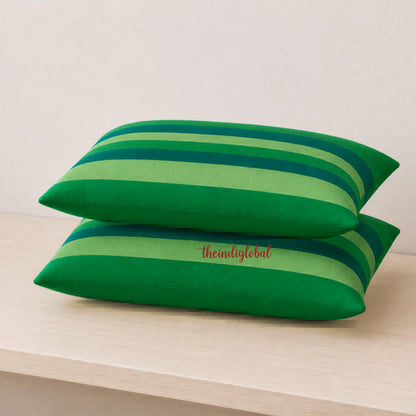 Green Handloom Cotton Pillow Covers