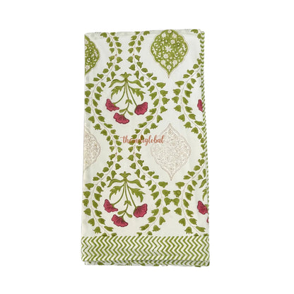 Ramya Hand Block Soft Cotton Bedsheet with 2 Pillow Covers Mughal