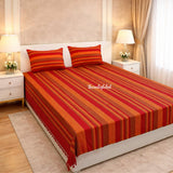 Handloom Cotton Bedsheet with  Pillow Covers Red