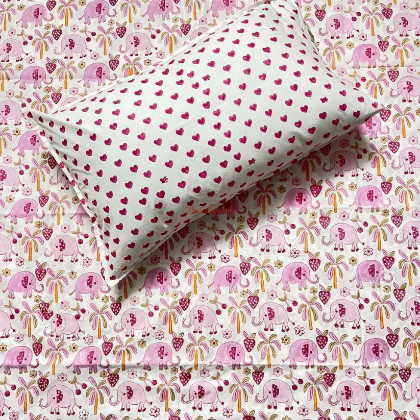 kids cotton bedsheet pink 1