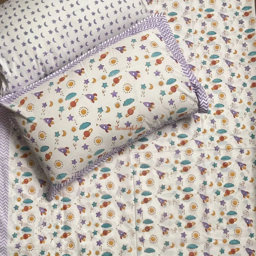 kids cotton bedsheet purple 1